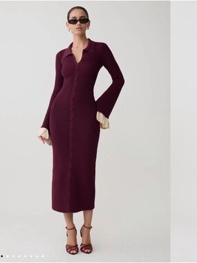 Meshki Long-Sleeve Amirose Knit Dress - Plum